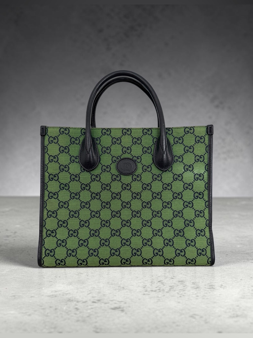 Gucci Green and Black GG Canvas Small Tote